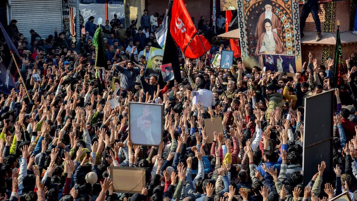 Protesters gathered at Ghanta Ghar in Lalchowk in Srinagar on Sunday and mourned the killing of Khamenei