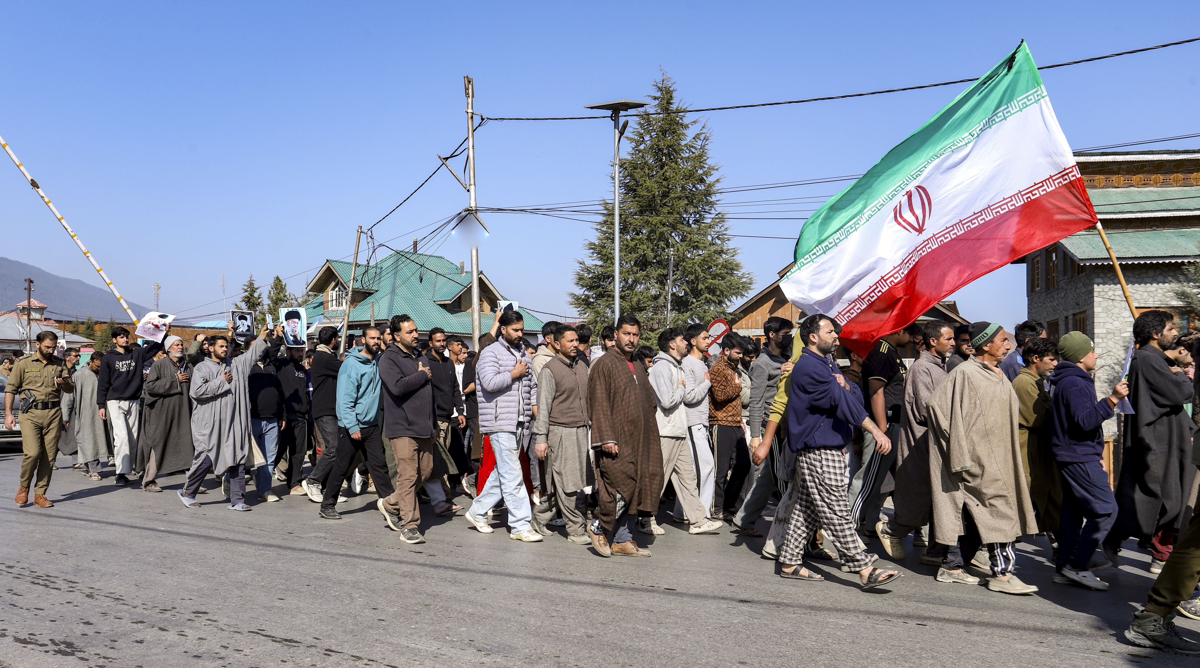 Shia Muslims take out a protest against Iran supreme leader Ayatollah Khemenei's killing in US-Israel strikes, in Srinagar