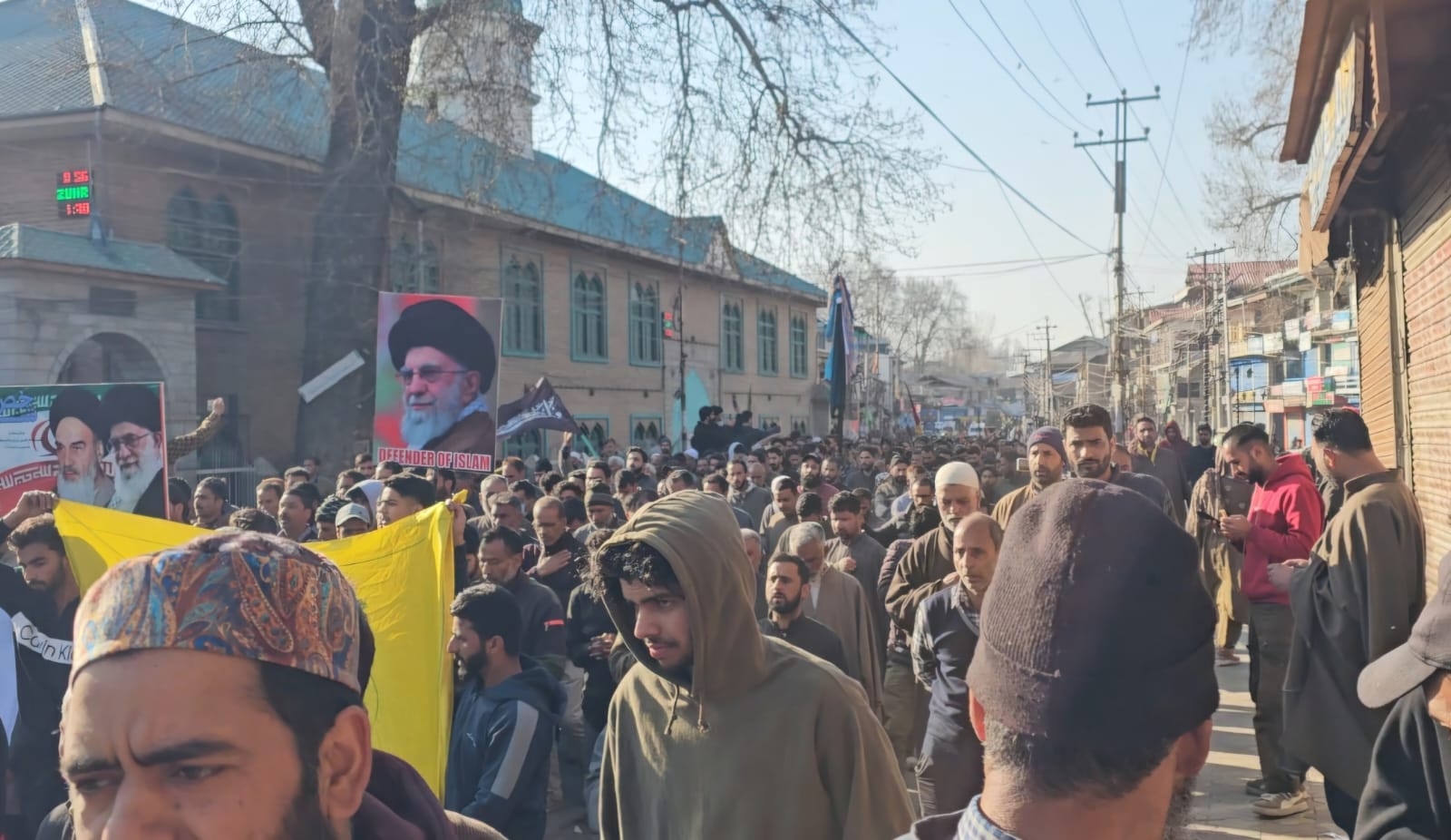 Protesters gathered in Srinagar on Sunday and mourned the killing of Khamenei