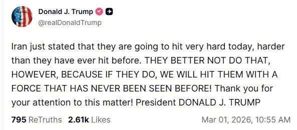 ಡೊನಾಲ್ಡ್​ ಟ್ರಂಪ್​ ಇರಾನ್​ಗೆ ನೀಡಿದ ಎಚ್ಚರಿಕೆ