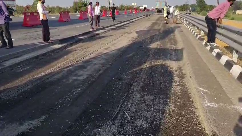 Road top layer removed