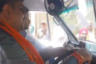 Minister Gajend Yadav in ambulance