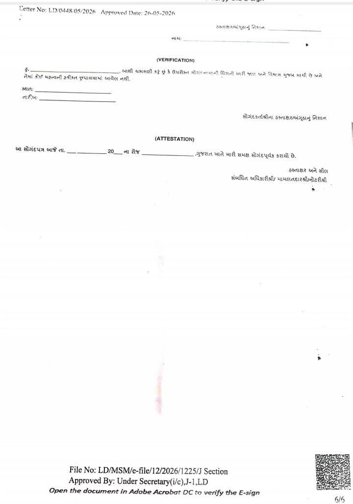 યુનિવર્સલ એફિડેવિટનું ફોર્મેટ