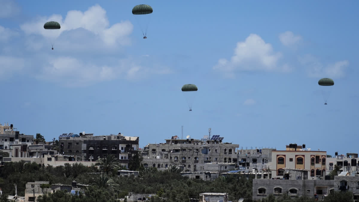 US Envoy Arrives In Israel To Monitor Gaza Food Distribution As Humanitarian Crisis Worsens Humanitarian aid is airdropped to Palestinians over Zawaida, central Gaza Strip Thursday, July 31, 2025.