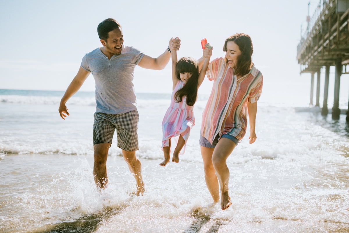Beautiful family on the beach