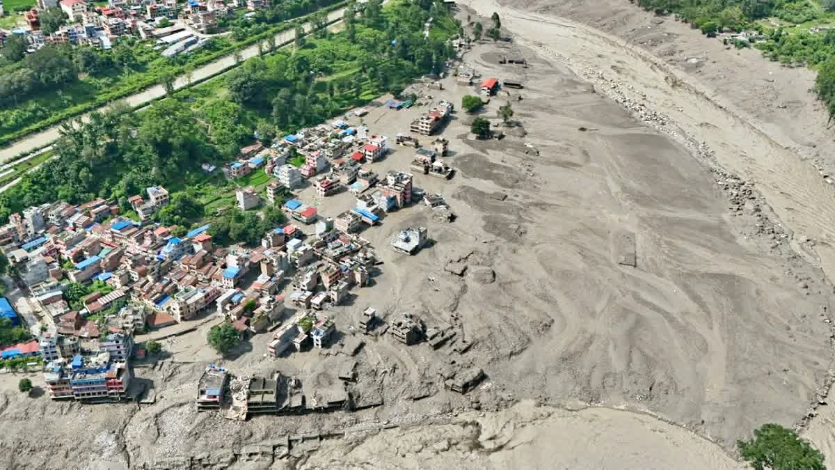 A view of an area affected by flash floods in Nuwakot district, Nepal, on Wednesday, August 26, 2026