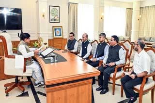 Madhya Pradesh Chief Minister Mohan Yadav chairs a meeting in Bhopal.