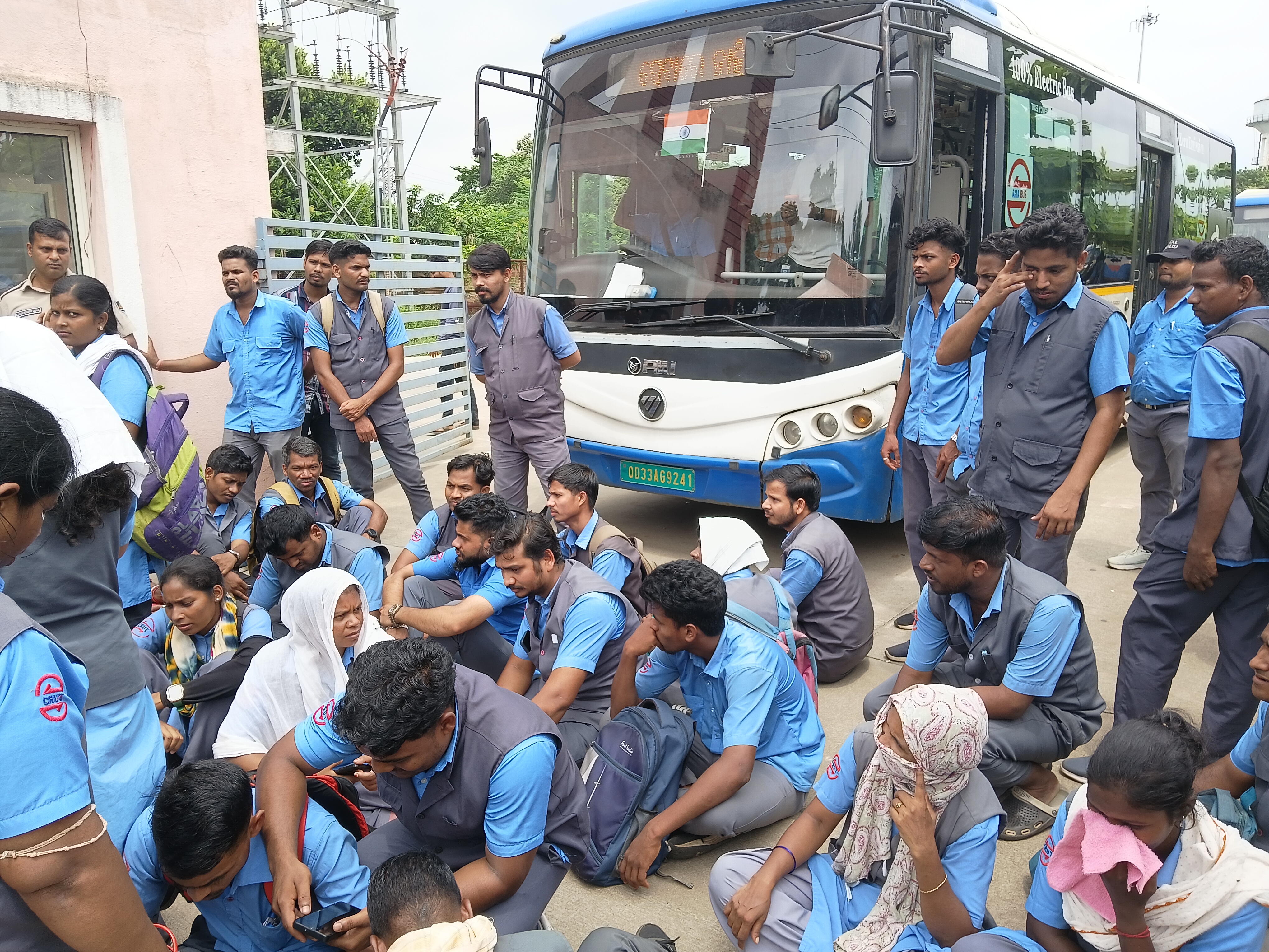 Ama Bus conductors protest in Bhubaneswar