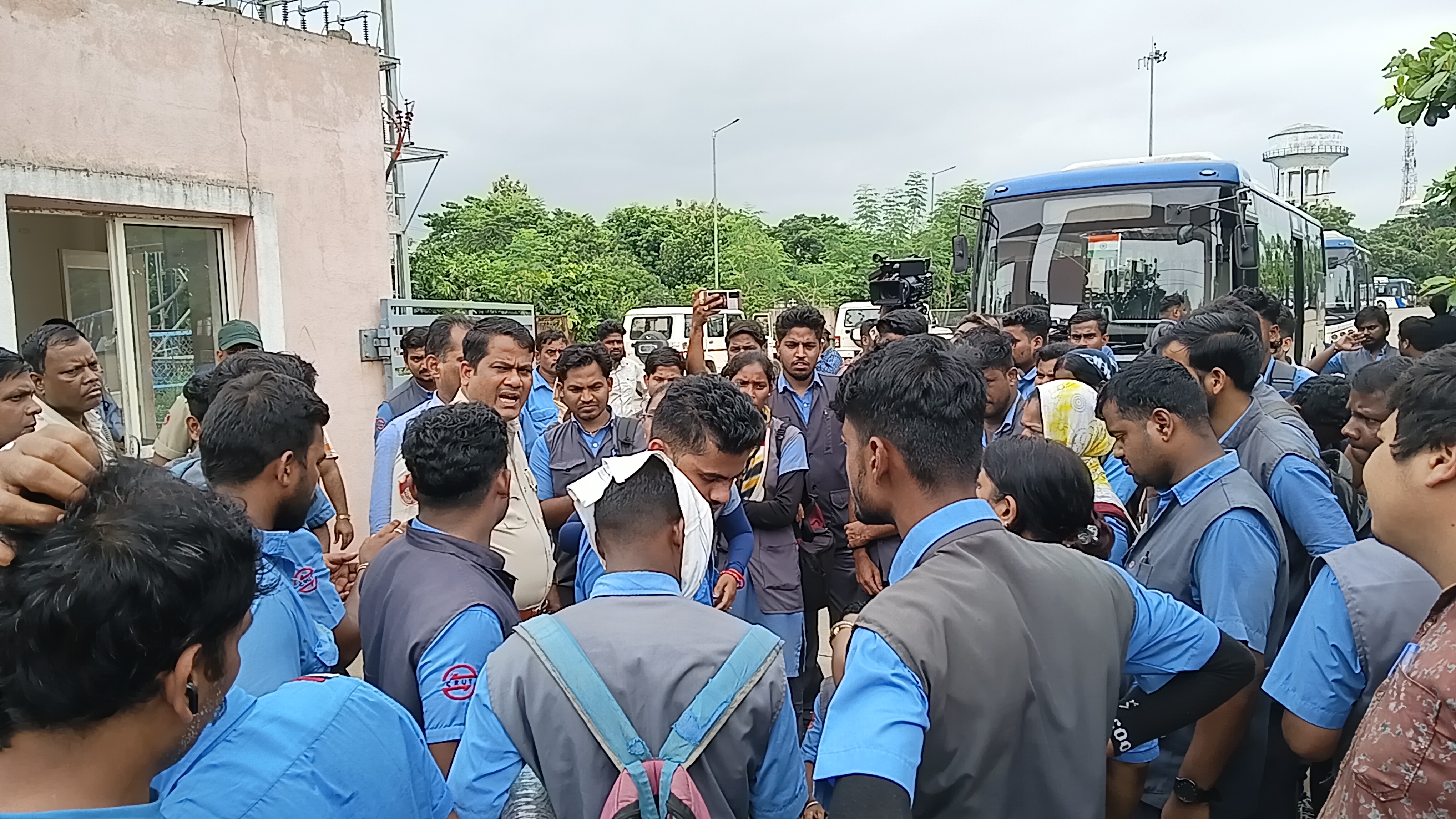 Ama Bus conductors protest in Bhubaneswar