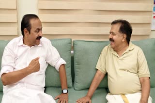 Kerala CM Satheesan (L) and Home Minister Chennithala received Rs 30 lakh each from Congress for the Assembly polls in 2026