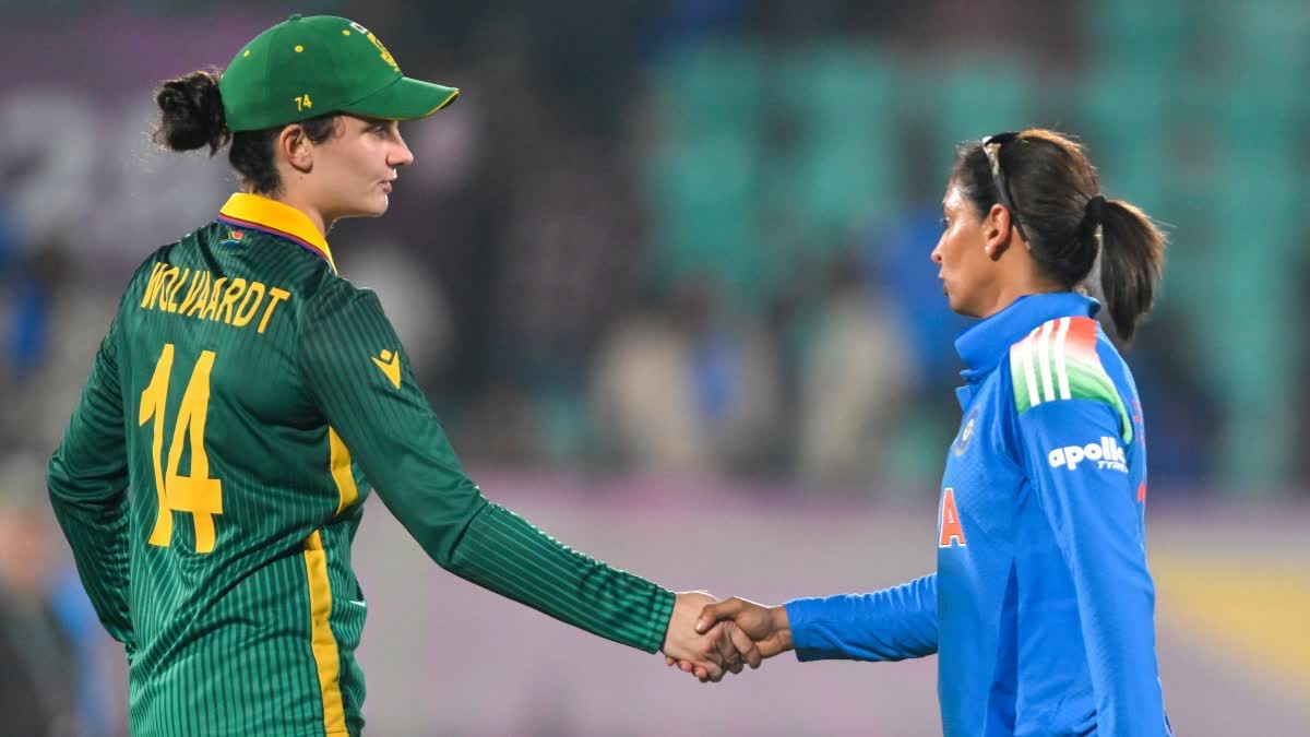 Indian captain Harmanpreet Kaur and South African captain Laura Wolvaardt