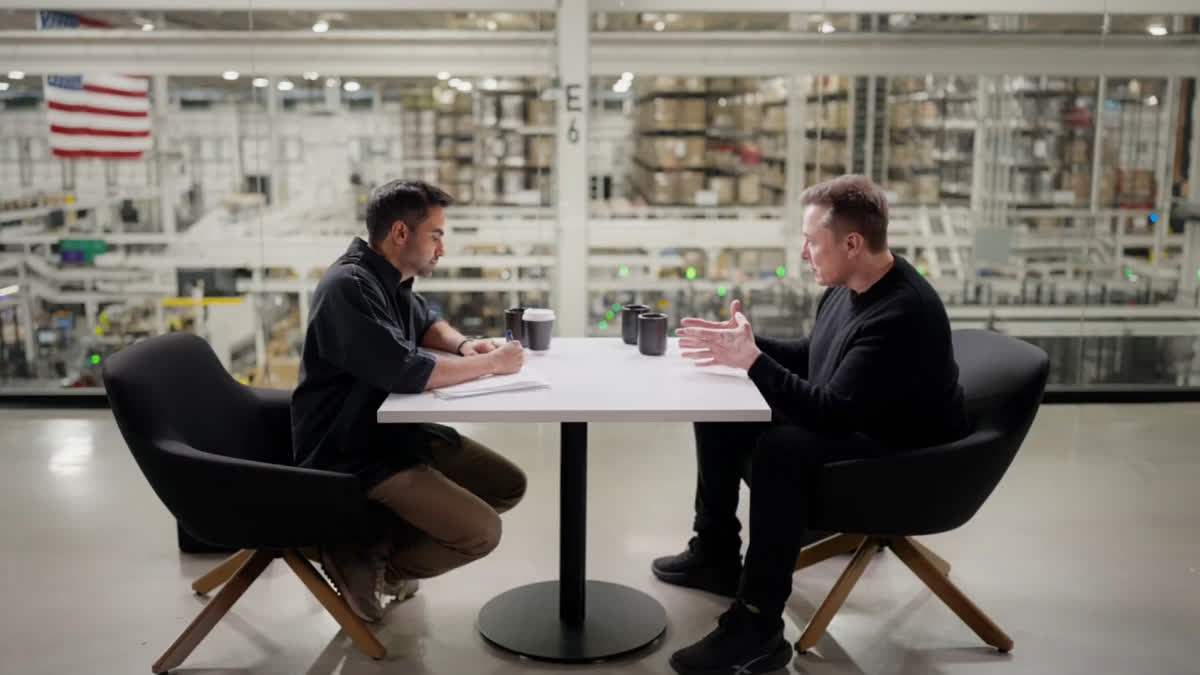 A screen grab from the entrepreneur Nikhil Kamath's show ‘People by WTF’ taking interview of Elon Musk