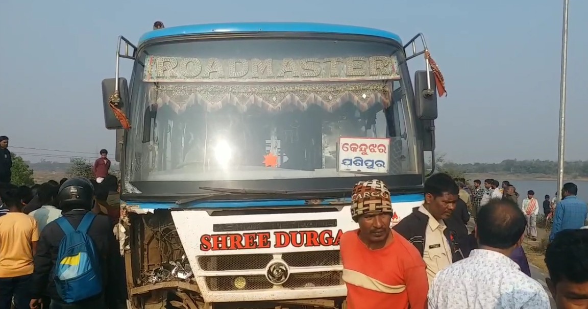 Bus Hits Bike in Rairangpur