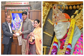 Pradeep Mohanty and his wife, Pratima Mohanty offer Rs 80-Lakh Crown To Sai Baba In Shirdi