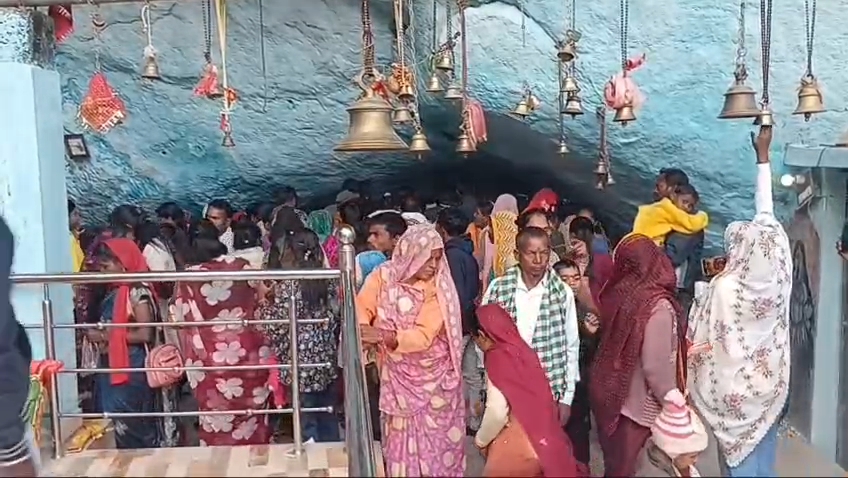 Crowd gathered to see Mother Goddess