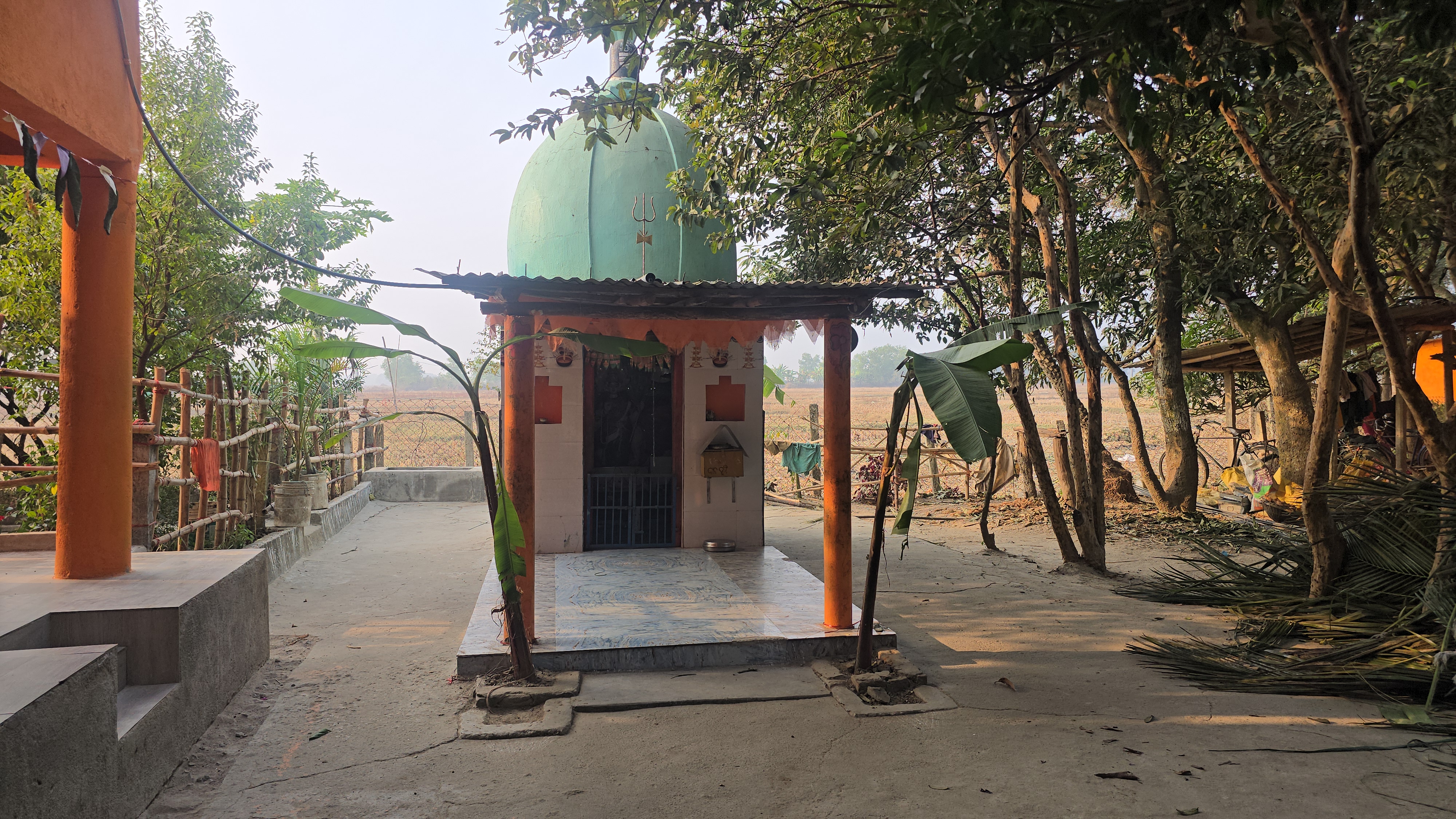 Students sing bhajanas in morning and evening at the temple in ashrama premises