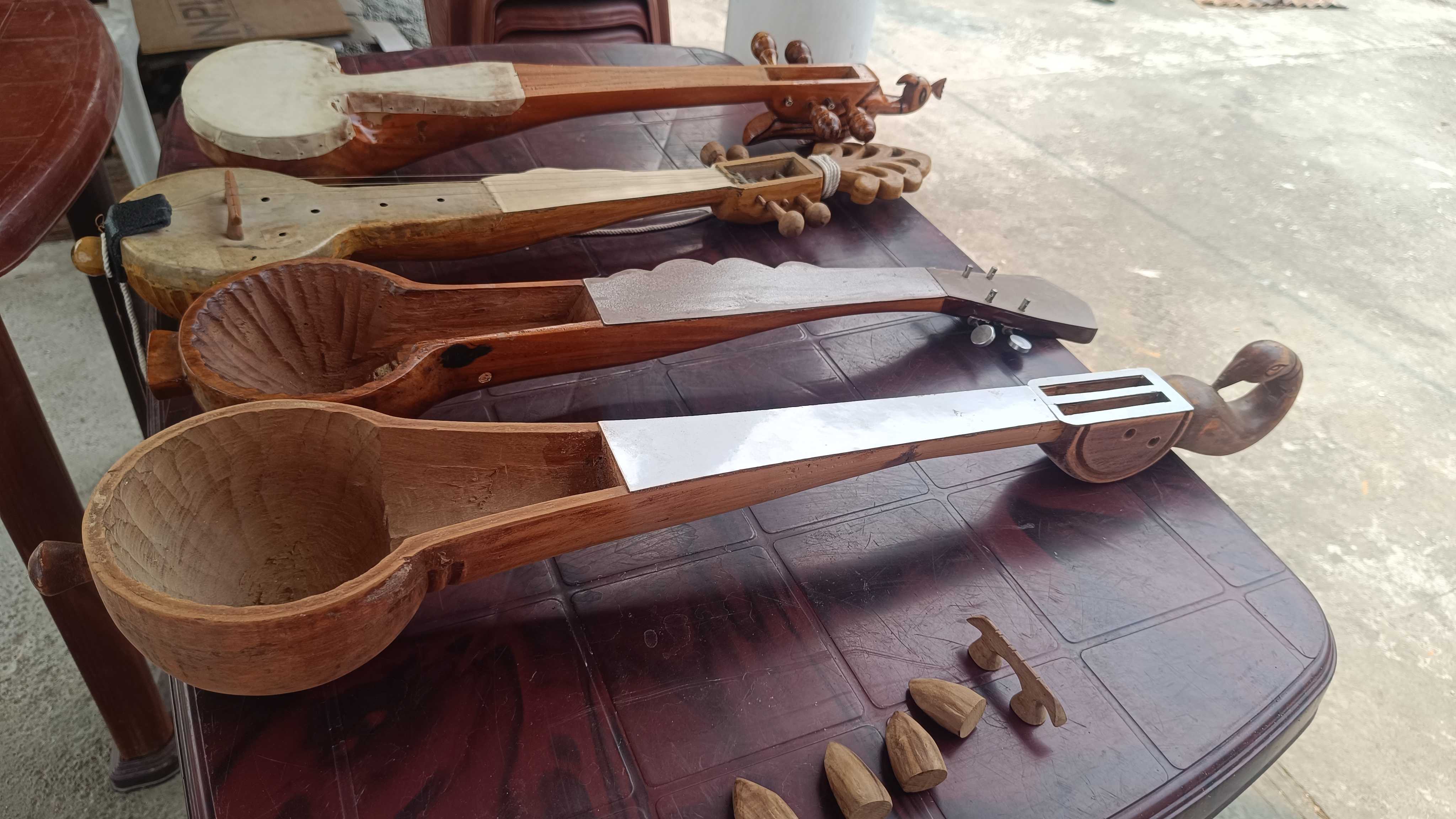 Bhupendra Nath Das has created many folk instruments at Sundaridiyar in Barpeta