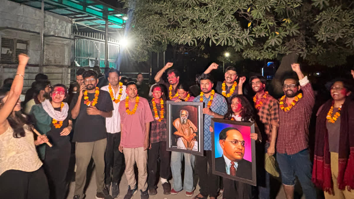 Released JNUSU leaders after late-night release from Tihar Jail.