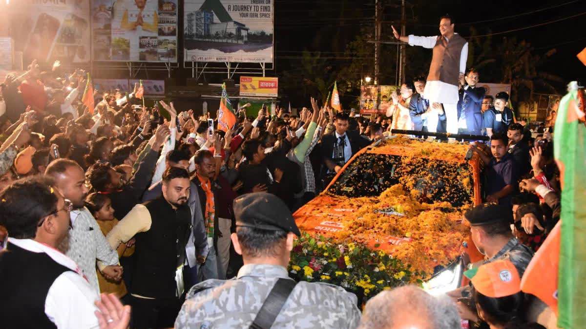 Assam CM Himanta Biswa Sarma at the 'Jana Ashirwad Jatra' in Nagaon on Sunday.