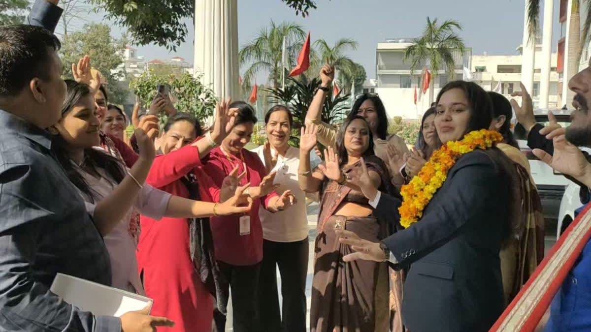 Deeksha Goyal celebrate after the announcements of Chartered Accountancy Final 2026 results.