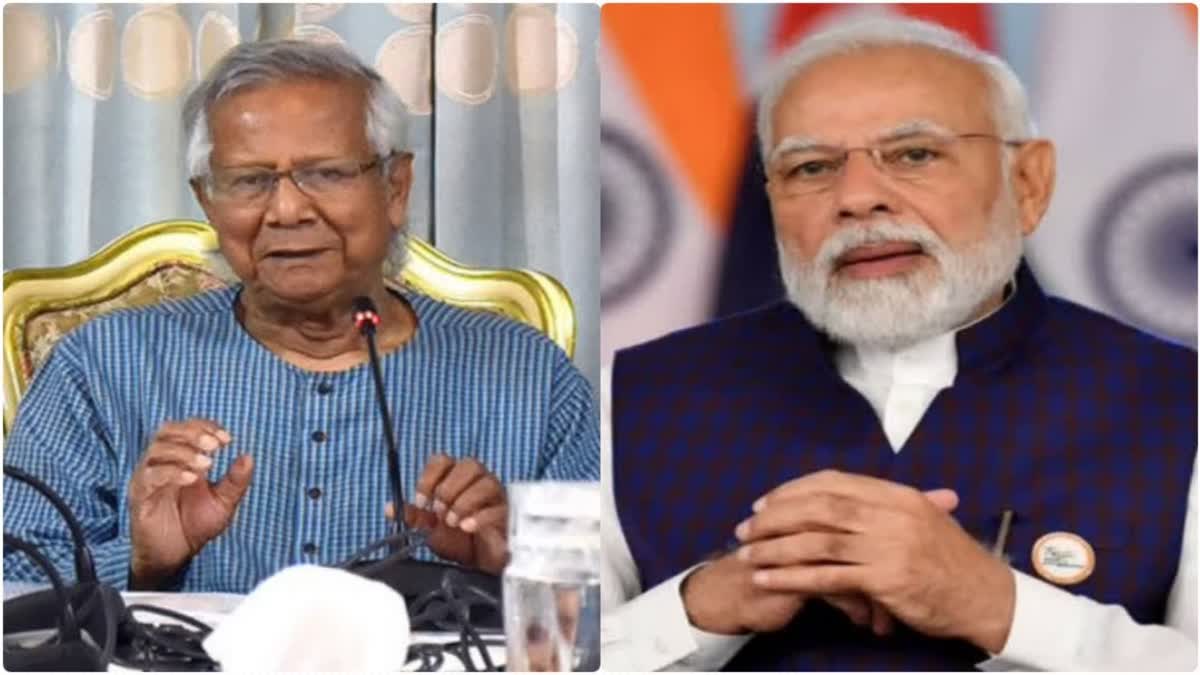 Collage of Muhammad Yunus and Narendra Modi