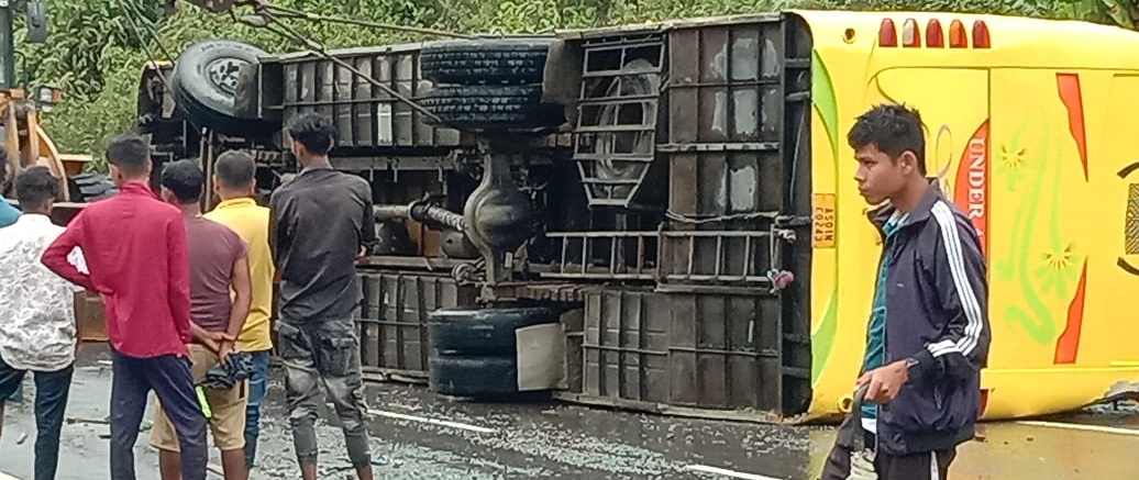 one dies in a horrific bus accident in dima hasao due to Adverse weather conditions