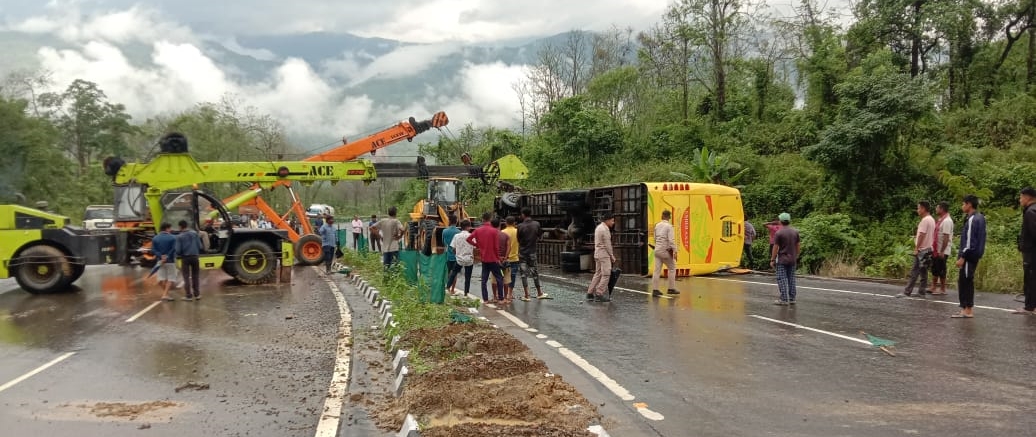 one dies in a horrific bus accident in dima hasao due to Adverse weather conditions