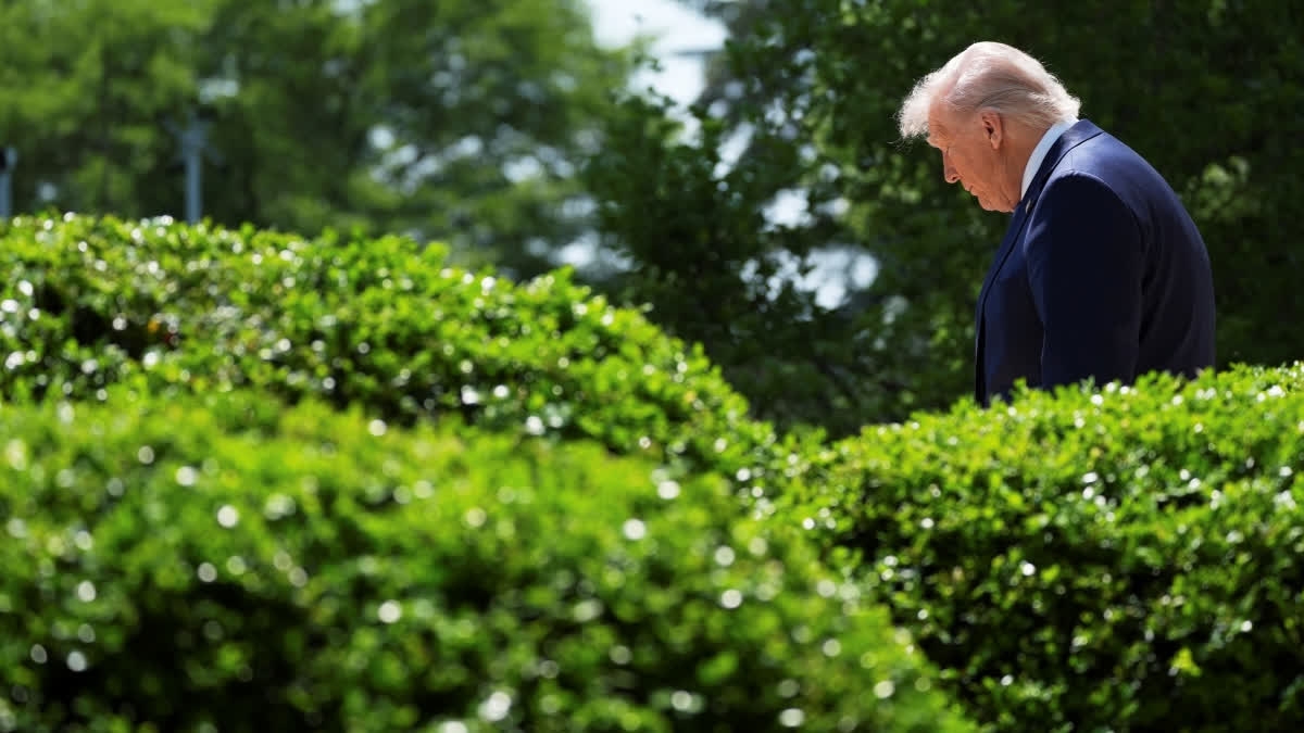 President Donald Trump arrives to speak during a National Day of Prayer event in the Rose Garden of the White House, Thursday, May 1, 2025, in Washington.