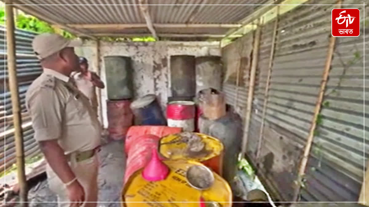 Sivasagar police conducted a raid on an illegal fuel warehouse