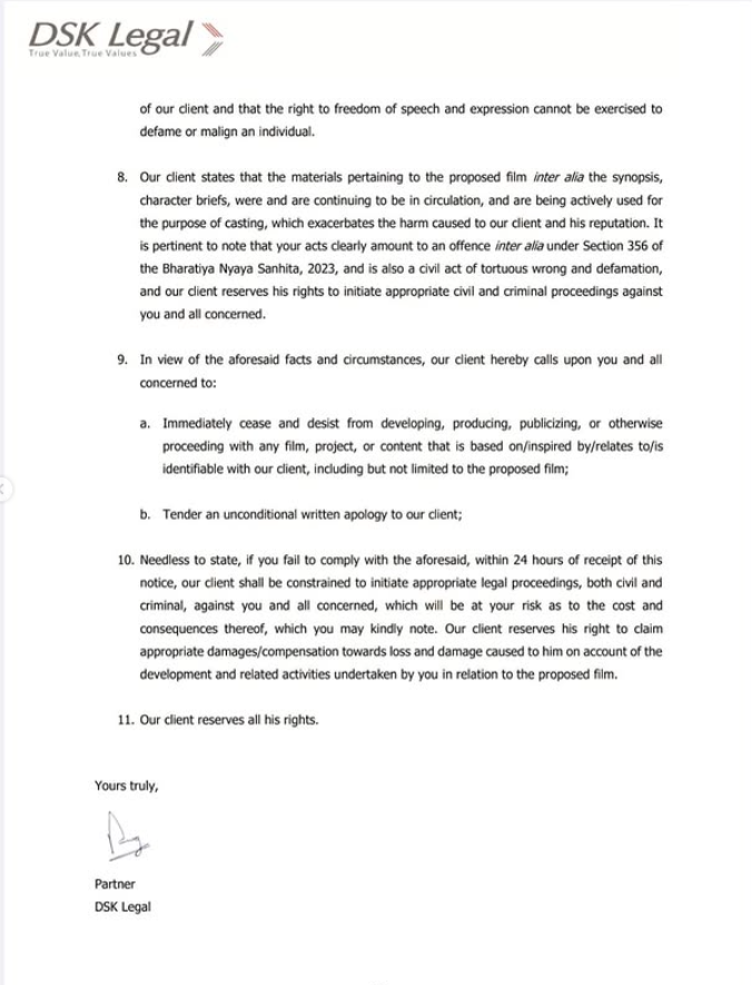 Legal Notice to Makers of Kala Hiran