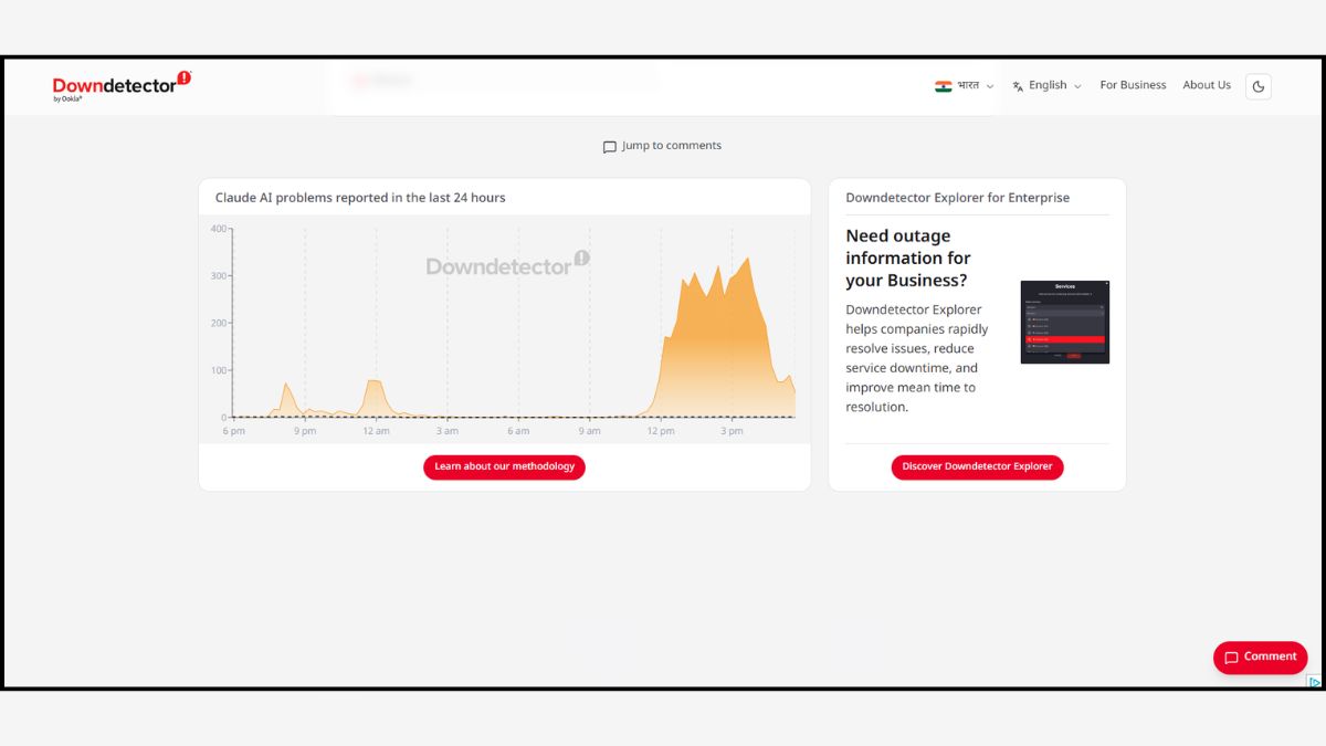 Claude's status on downdetector