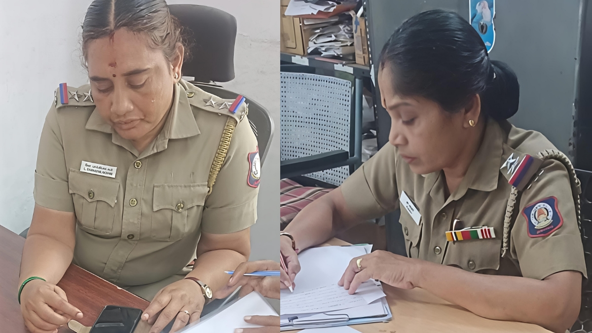 லஞ்சப் புகாரில் கைது செய்யப்பட்டு உள்ள திருமுல்லைவாயில் காவல்நிலைய பெண் காவலர்கள்