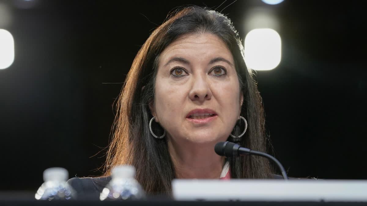 US Federal Reserve Governor Kugler Steps Down, Giving Trump Slot To Fill FILE - Adriana Kugler of Maryland, speaks during the Senate Banking, Housing, and Urban Affairs Committee hearing to examine her nomination to be a member of the Board of Governors of the Federal Reserve System, June 21, 2023, on Capitol Hill in Washington.