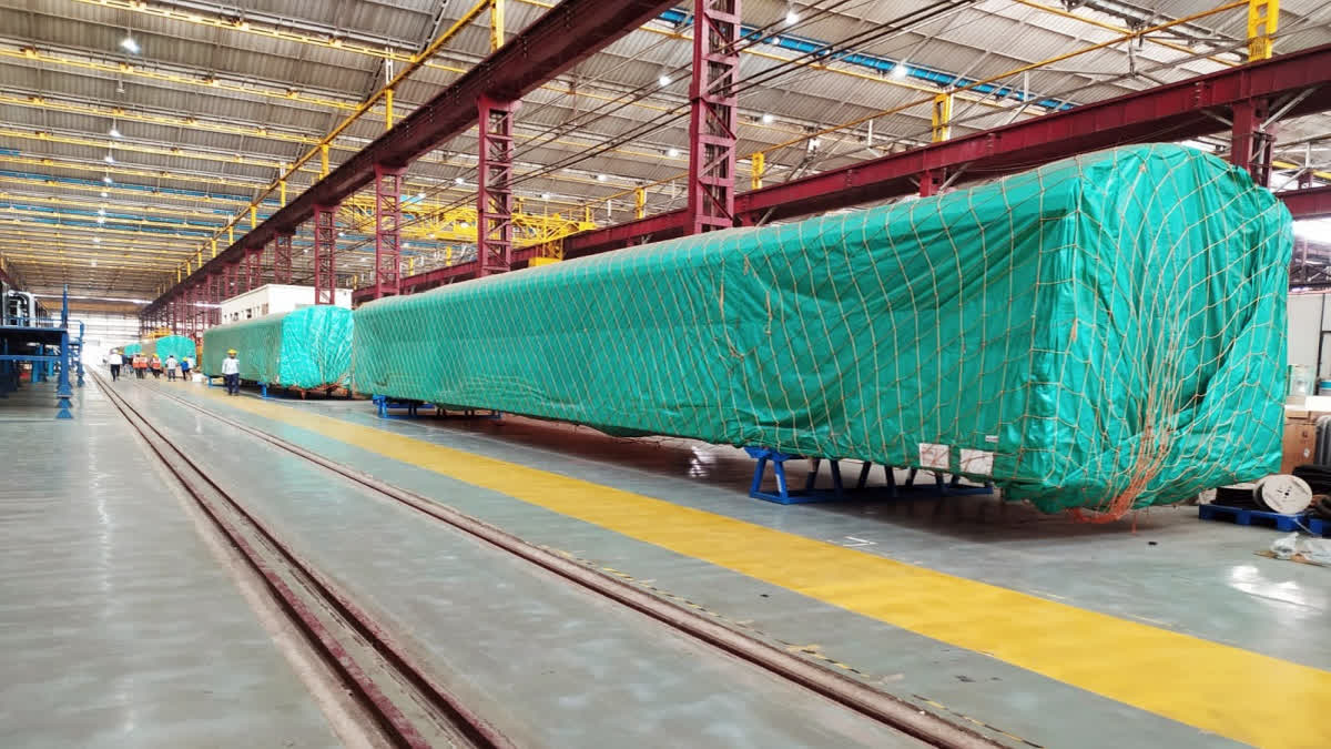 Bengaluru: Namma Metro To Chug On Yellow Line Soon As Corridor Gets Safety Clearance A view of the car bodies that arrived at Titagarh plant for the Yellow line Namma Metro