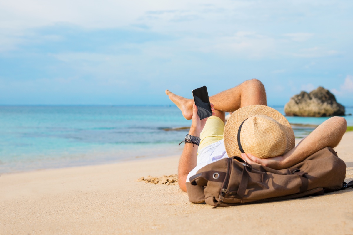 Man relaxing on the beach