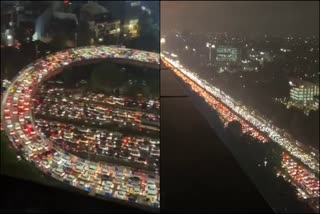 heavy rain in gurugram traffic jam waterlogging on delhi jaipur expressway