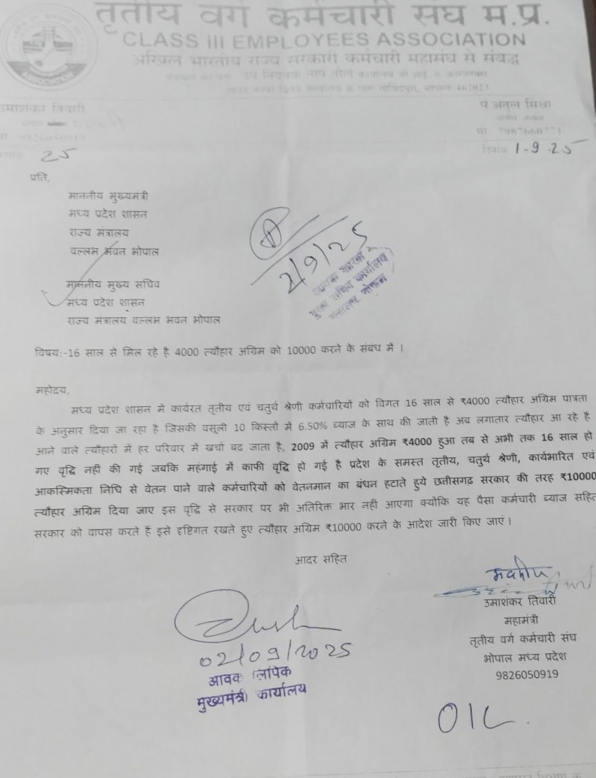 MP Employees advance salary