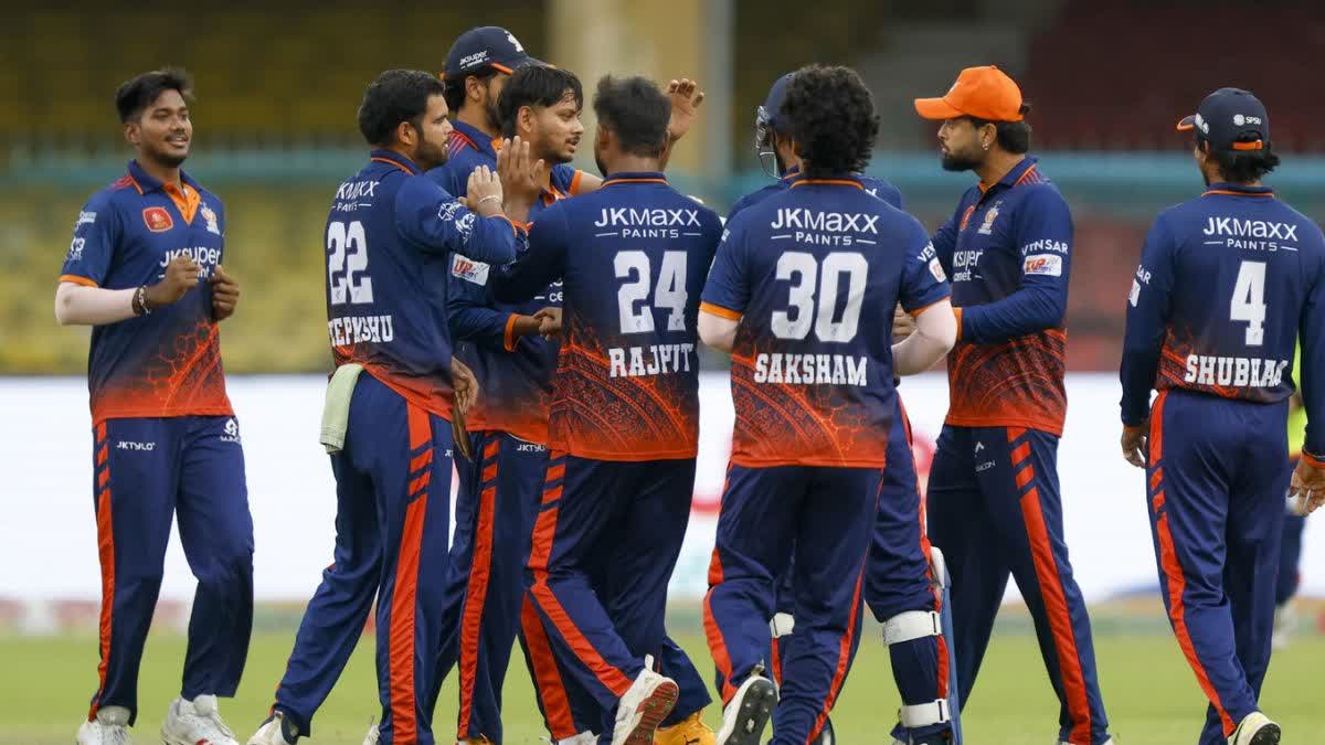up t20 league kashi rudras secure a 56 run victory over meerut mavericks entering top
