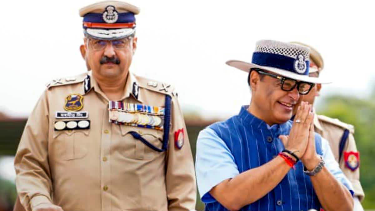 CM Himanta Biswa Sarma inspects the passing-out parade at Lachit Borphukan Police Academy on Wednesday.
