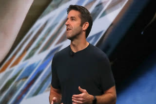 FILE - John Ternus, Apple's then VP of Hardware Engineering, discusses the latest development for the iPad Pro during an event to announce new products Oct. 30, 2018