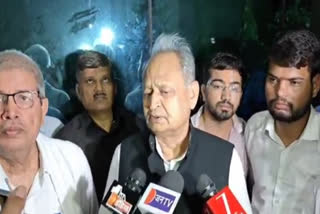 Ashok Gehlot speaking to the media