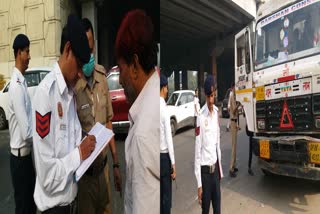 बॉर्डर पर पुलिस व ट्रांसपोर्ट विभाग की सघन जांच शुरू