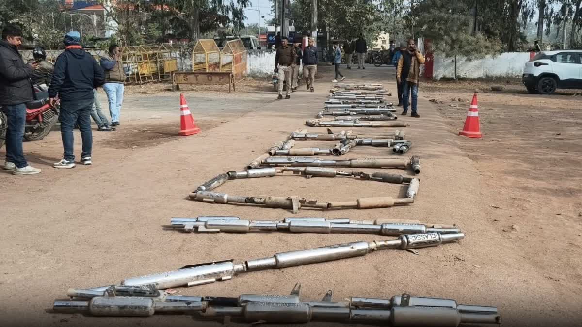 Police destroyed silencers Satna