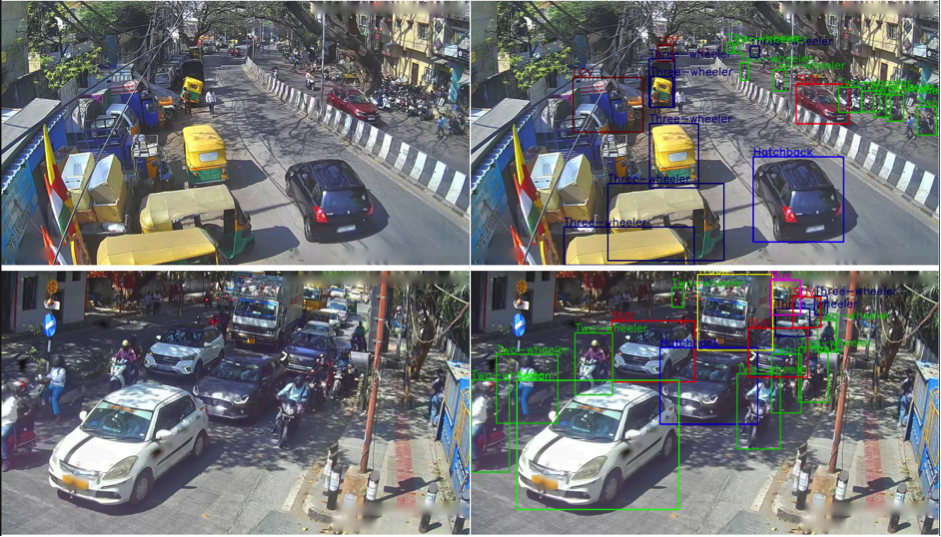 Example base images (left) and their pre-annotations with bounding box and label (right)