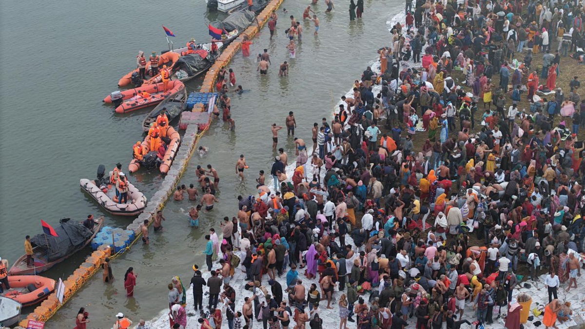Lakhs Of Devotees Take Holy Dip At Sangam On First Day Of Magh Mela