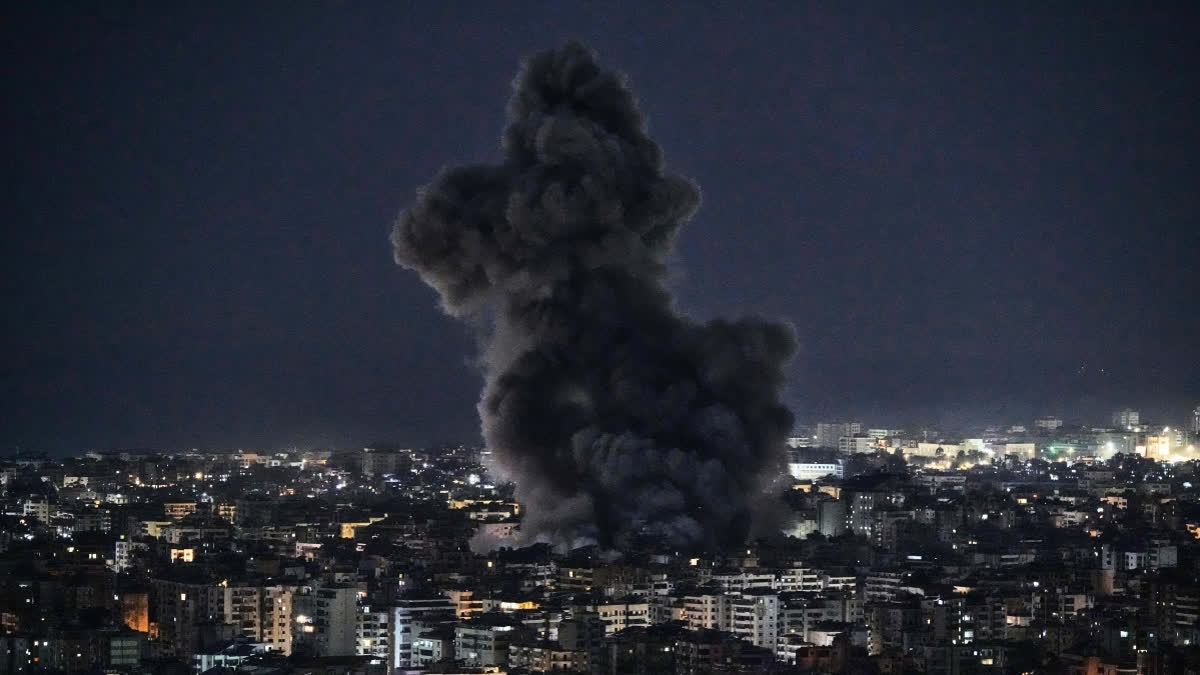 Smoke rises from Israeli airstrikes in Dahiyeh, a southern suburb of Beirut, Lebanon, early Tuesday, March 3, 2026.