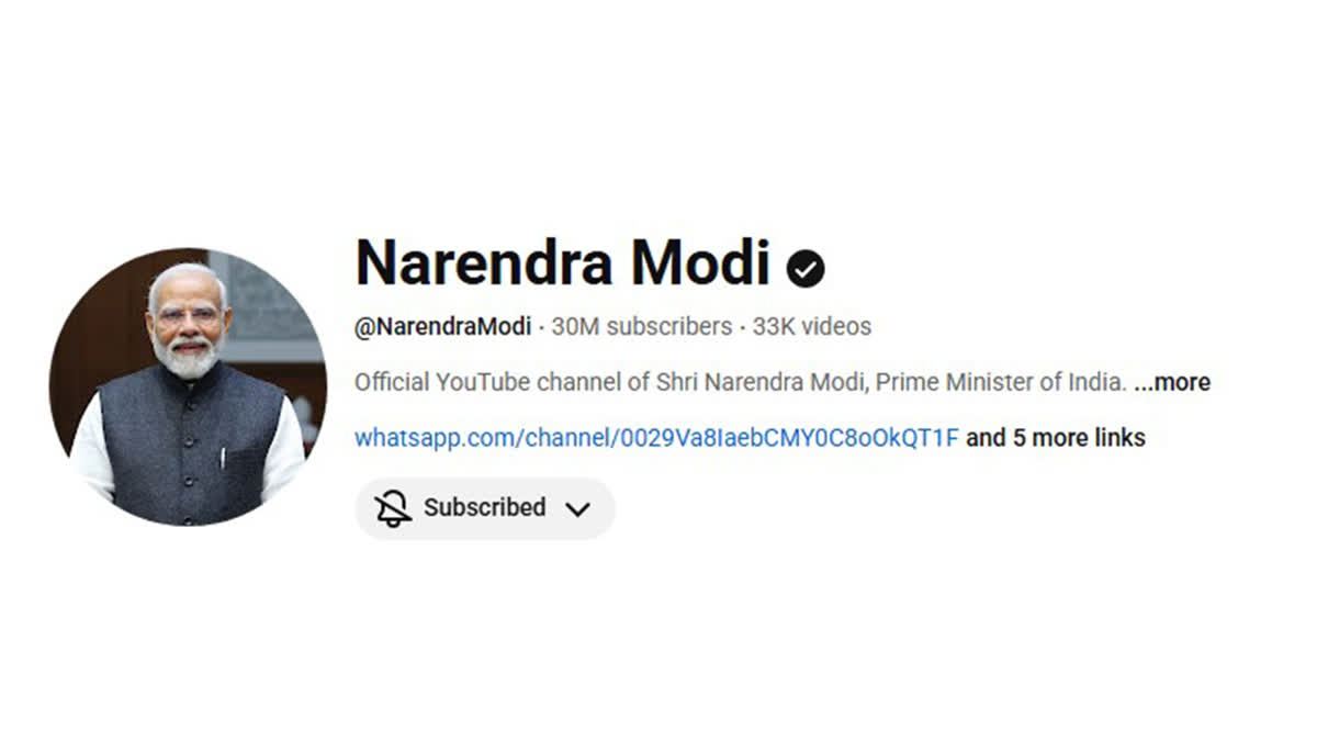 30 million and rising: PM Modi sets global benchmark of subscribers on YouTube