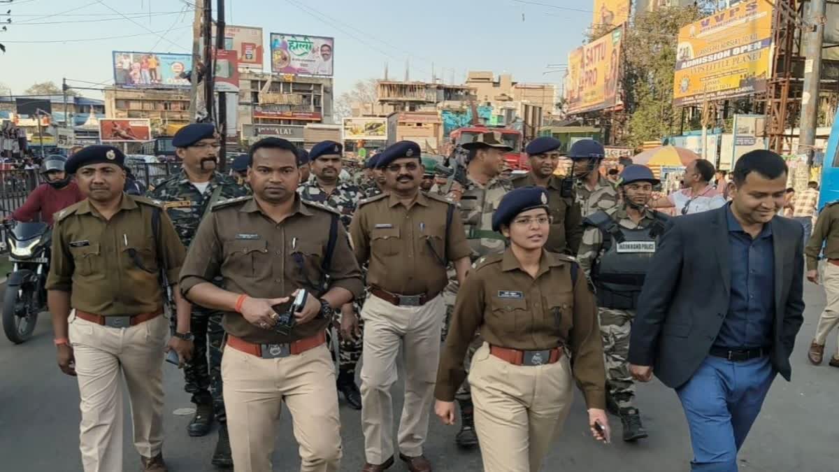 Police flag march in Ranchi