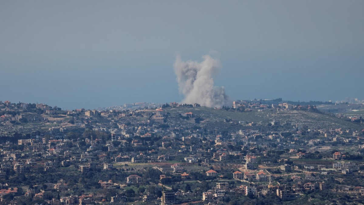 Seen from the northern Israeli-Lebanese border, smoke ascends from the site of an Israeli airstrike on the southern Lebanon on March 2, 2026. (AFP)