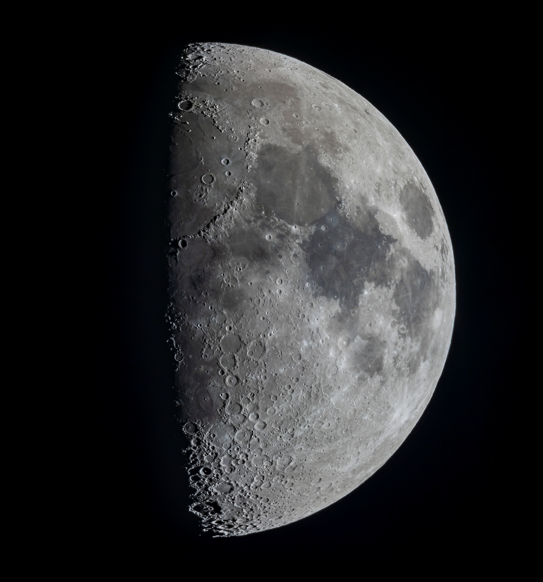Closeup of the moon under a telescope during the eclipse